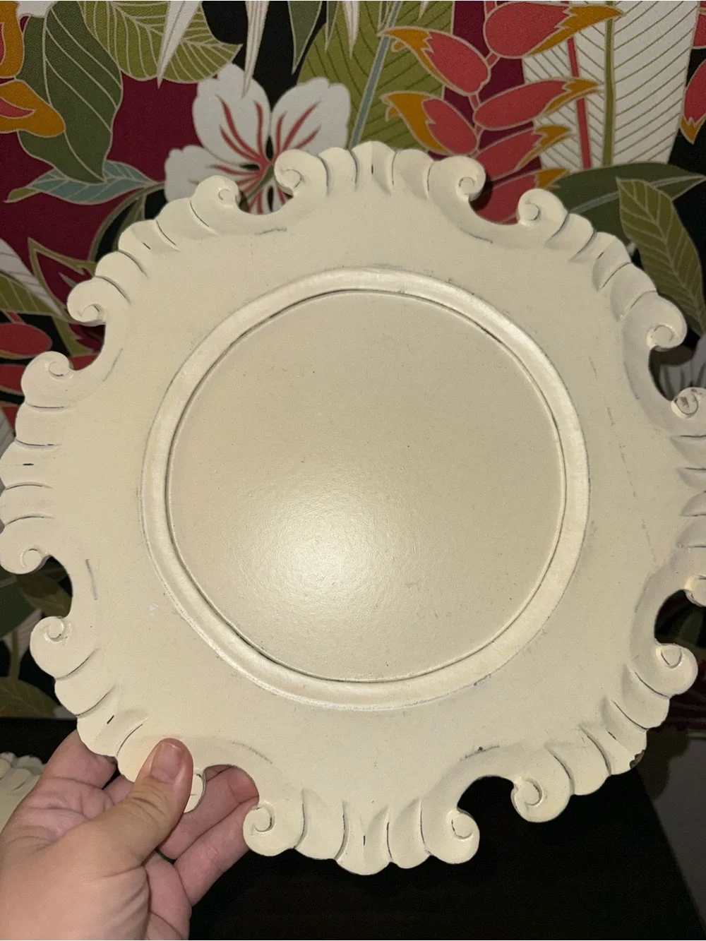 Antique white charger plates by Pier One
